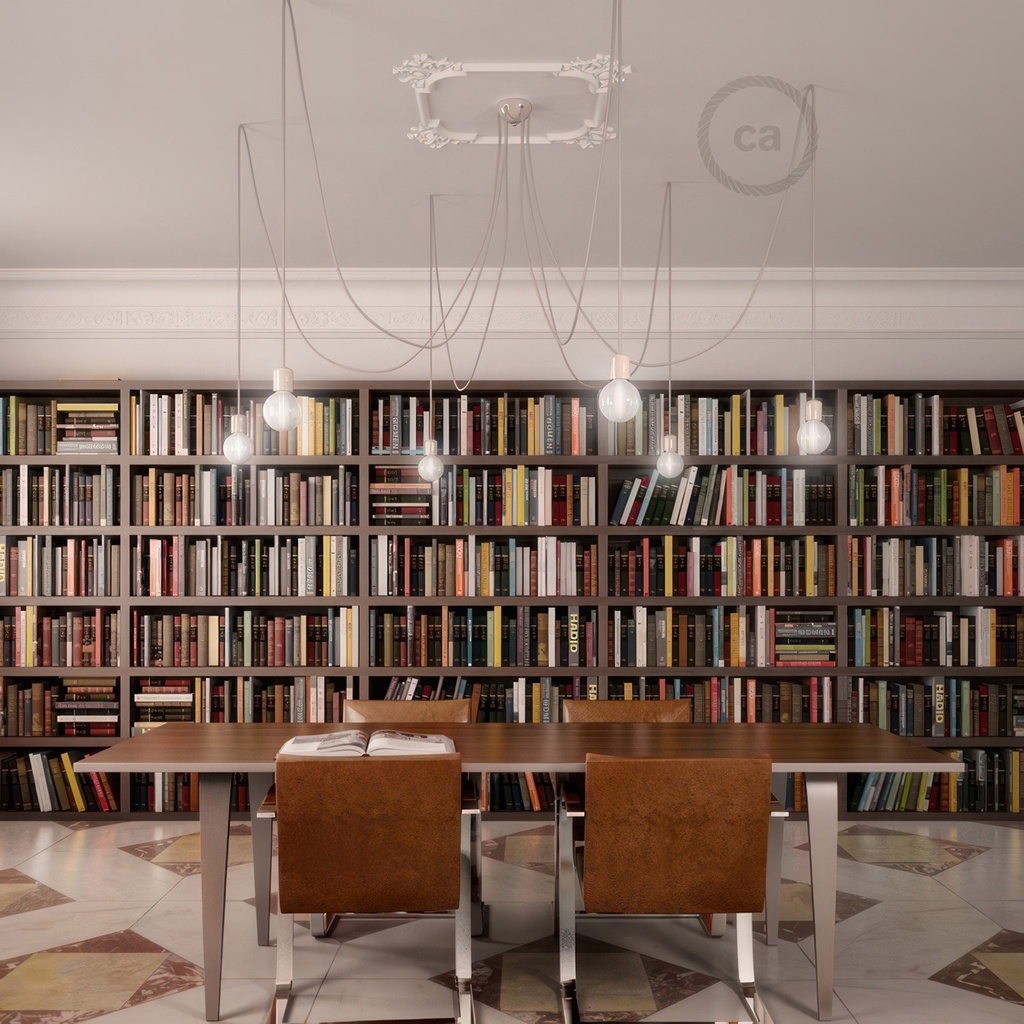 Multiple pendant lamp with 6 falls with ceramic finishes – Without bulb, White – photo 3