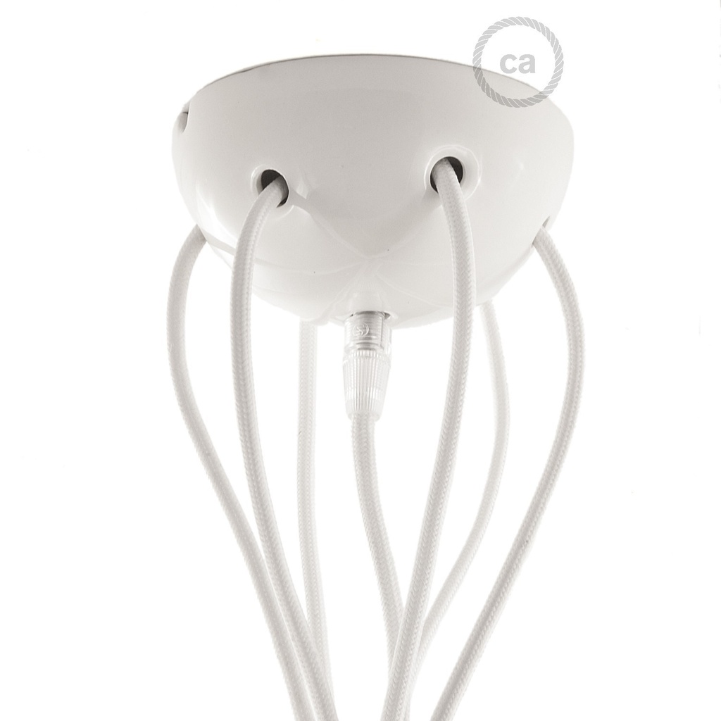Multiple pendant lamp with 6 falls with ceramic finishes – Without bulb, White – photo 6