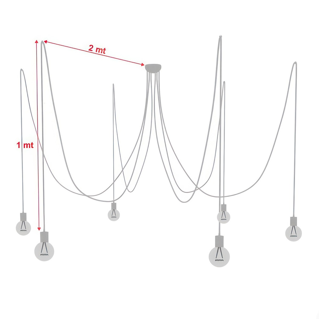 Multiple pendant lamp with 6 falls with ceramic finishes – Without bulb, White – photo 8