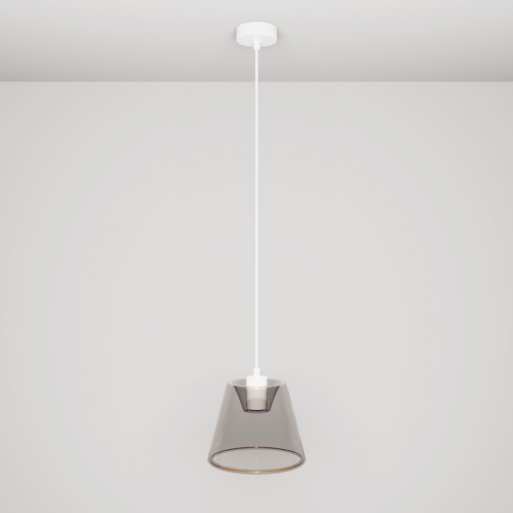 Lampada a sospensione con lampadina Ghost a cono smoky – Bianco – foto 3