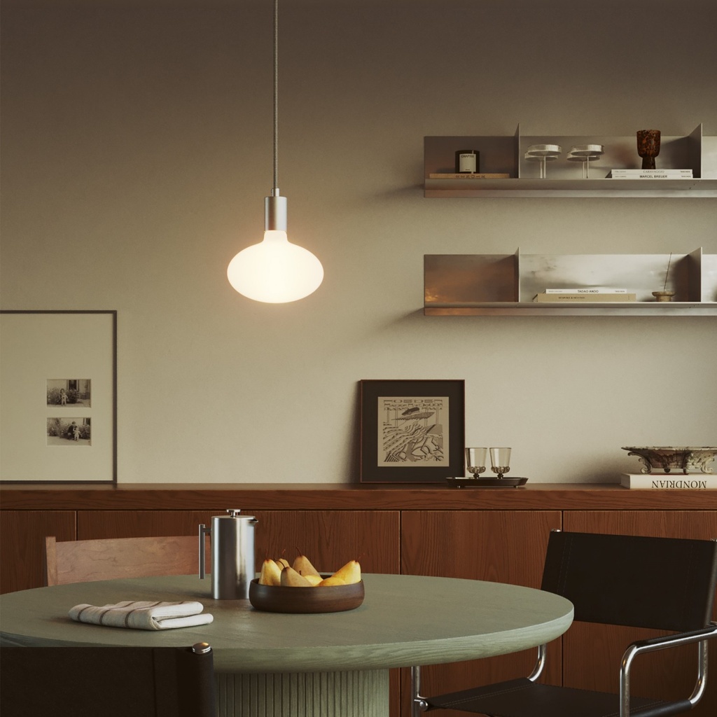 Pendant Lamp with Ellipse Porcelain-Effect LED Bulb – Brushed titanium – photo 2