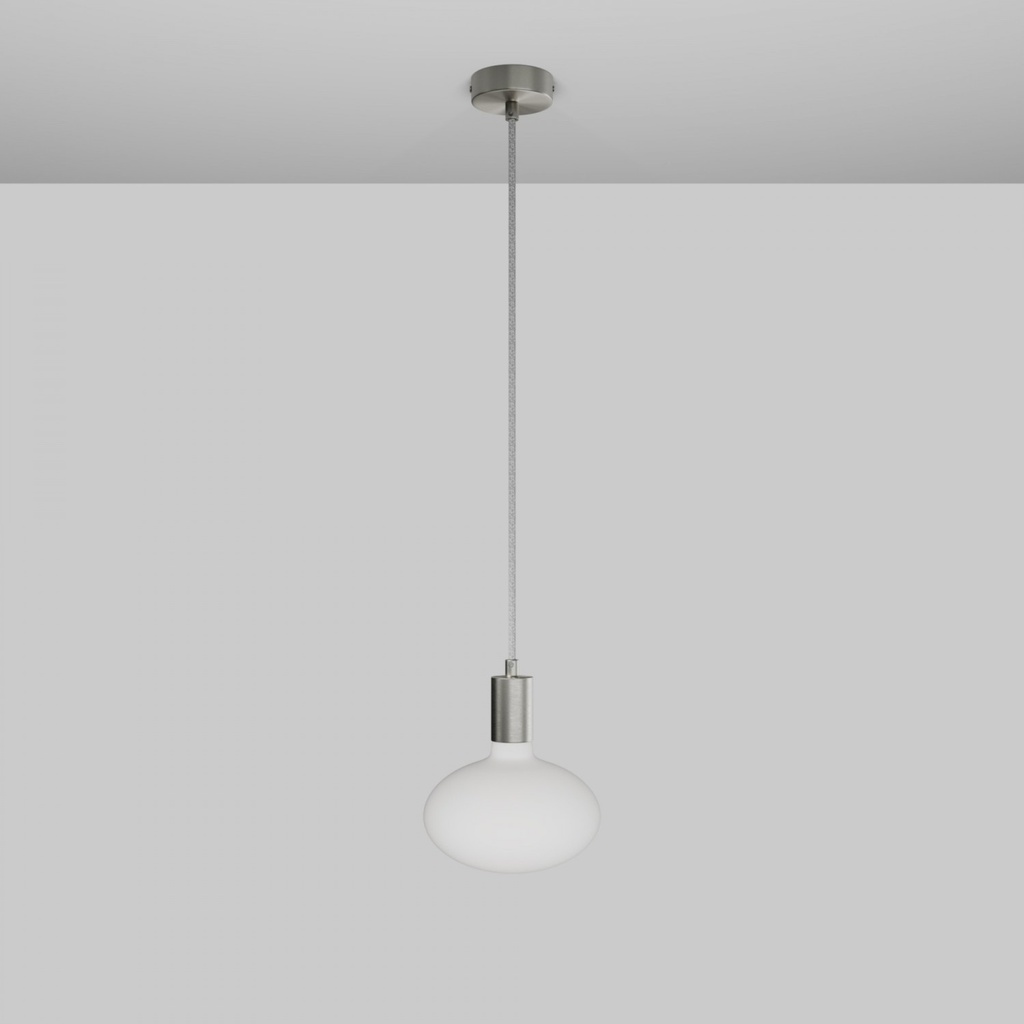 Pendant Lamp with Ellipse Porcelain-Effect LED Bulb – Brushed titanium – photo 3