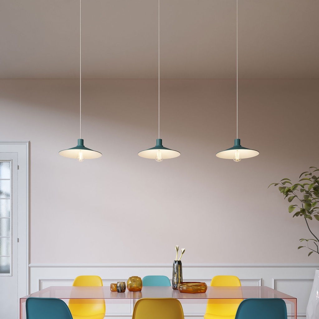 Lampada a sospensione SWING PASTEL con cavo tessile e finiture in metallo – Standard, Senza lampadina, Petrolio – foto 3