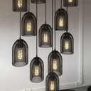 Lampada a sospensione a 11 luci con Rose-One rettangolare 675 mm e paralume Ghostbell – Senza lampadina, Dibond nero opaco – foto 3