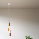 Lampada a sospensione multipla a 3 cadute con paralume Tub-E14 – No, Senza lampadina, Rame spazzolato bianco opaco – foto 3