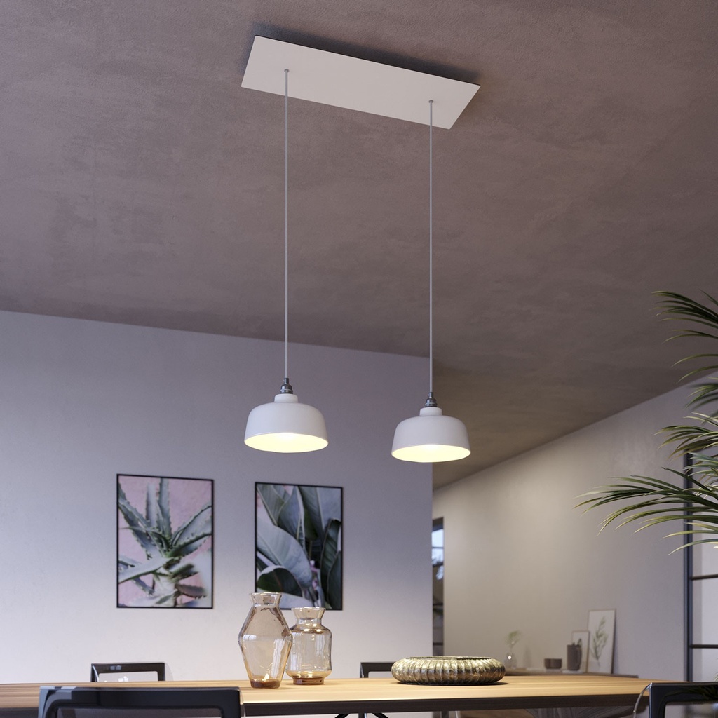 2-light pendant lamp with XXL Rose-One 675 mm and Coppa lampshade – Without bulb, Matt white – photo 2