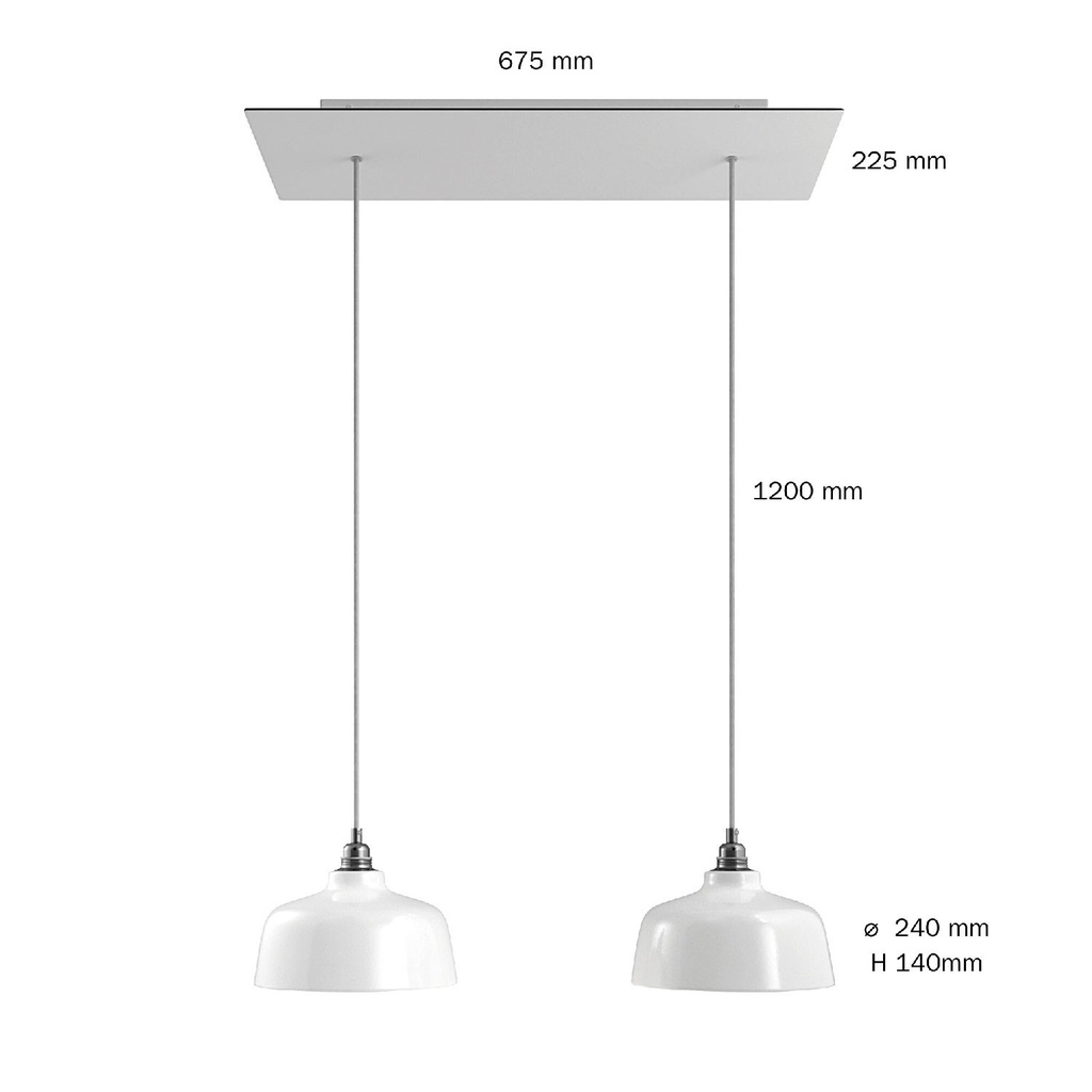 2-light pendant lamp with XXL Rose-One 675 mm and Coppa lampshade – Without bulb, Matt white – photo 6