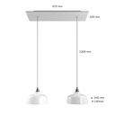 2-light pendant lamp with XXL Rose-One 675 mm and Coppa lampshade – Without bulb, Matt white – photo 6