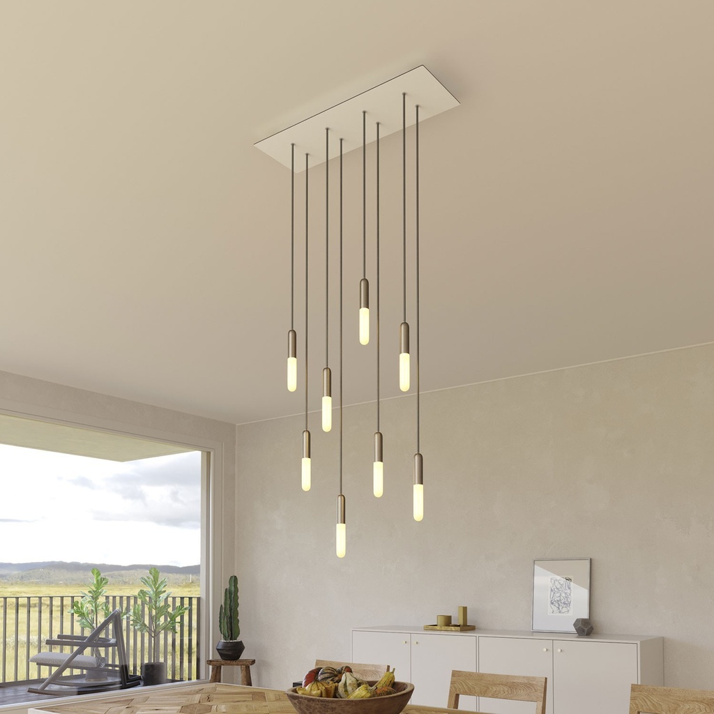 Lampada a sospensione a 8 cadute XXL Rose-One rettangolare 675 mm – Senza lampadina, Bianco opaco – foto 2