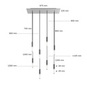 Lampada a sospensione a 8 cadute XXL Rose-One rettangolare 675 mm – Senza lampadina, Bianco opaco – foto 6