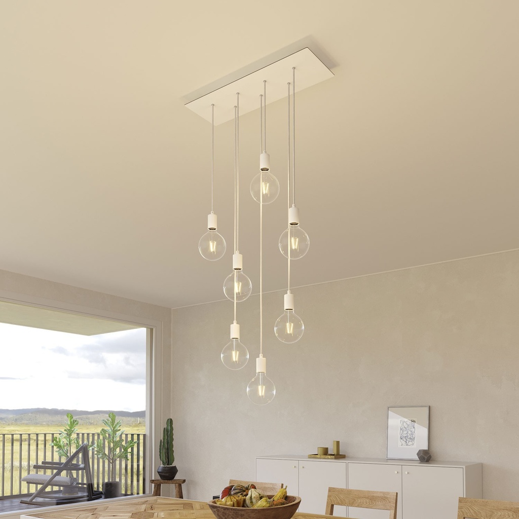 Suspension 7 lumières avec Rose-One rectangulaire 675 mm – Sans ampoule, Blanc mat – photo 2