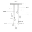 Suspension 7 lumières avec Rose-One rectangulaire 675 mm – Sans ampoule, Blanc mat – photo 6