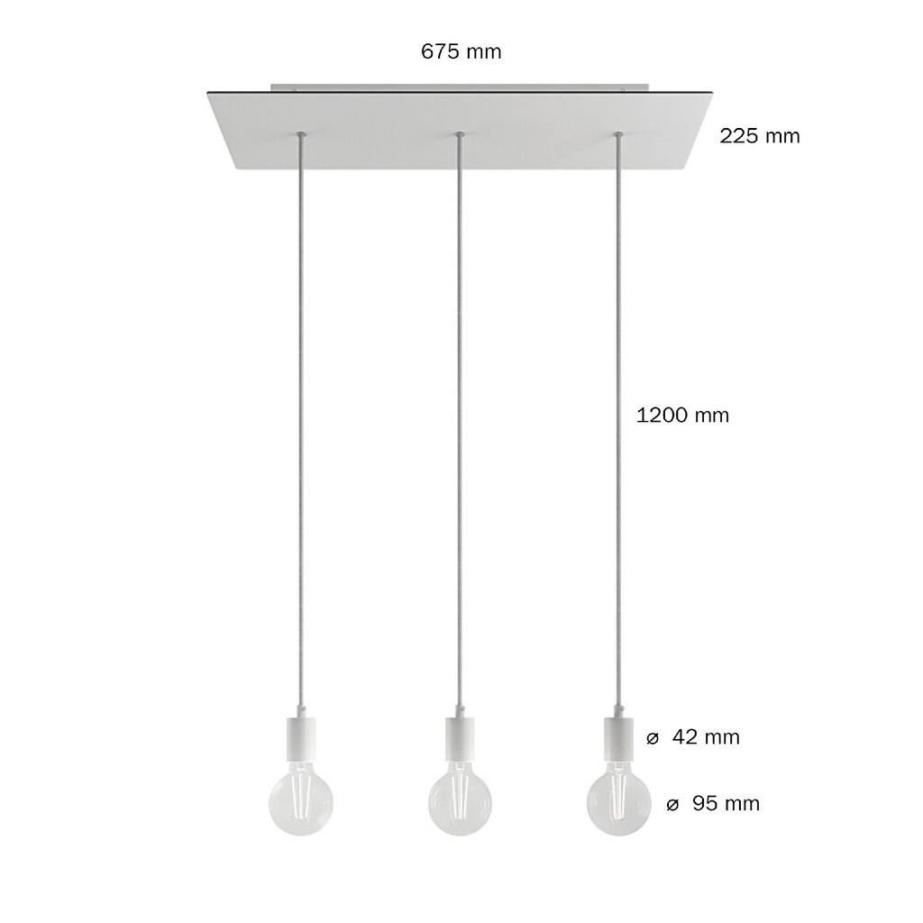 3-Flammige Pendelleuchte XXL Rose-One 675 mm – Ohne Leuchtmittel, Mattweiß – Foto 6