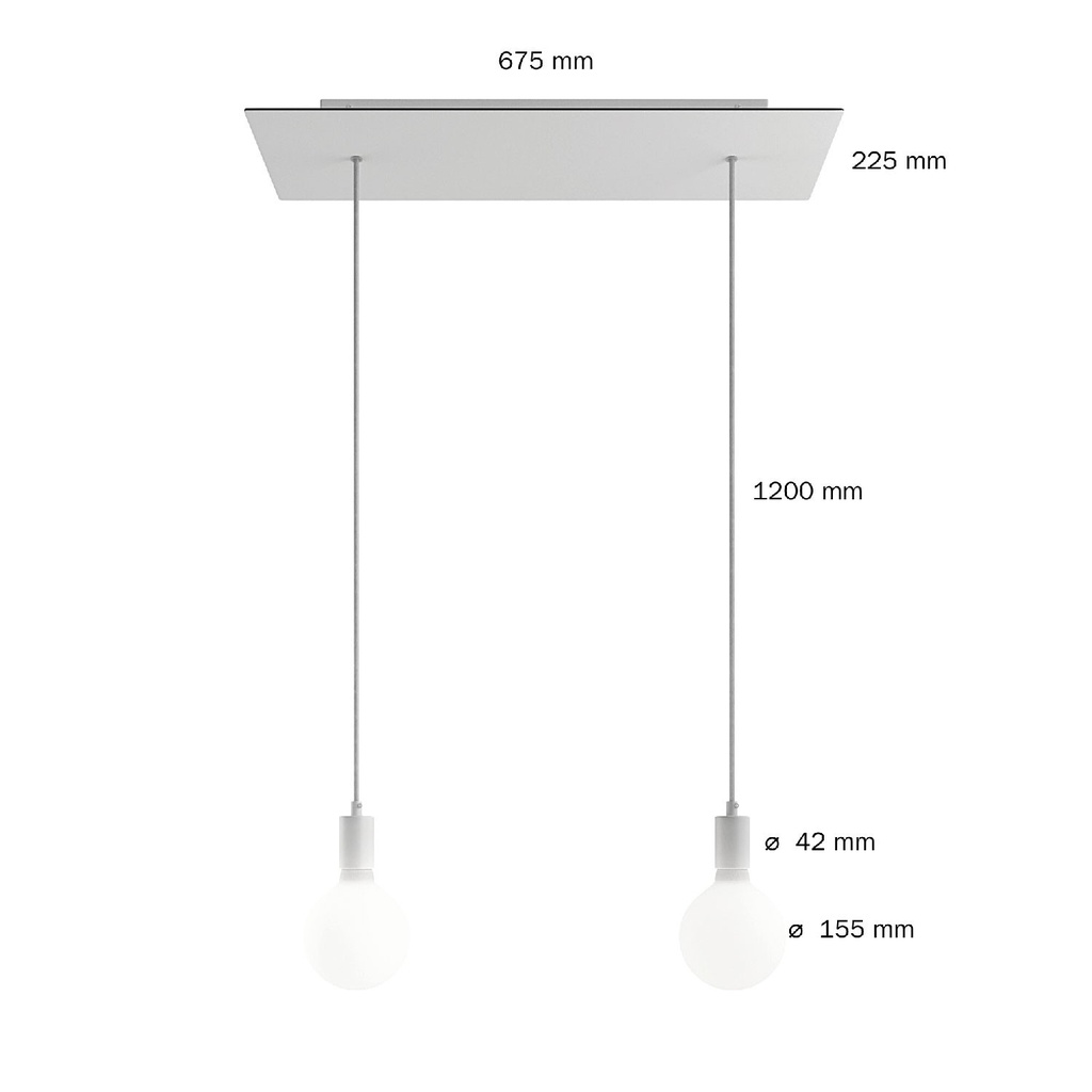 Suspension à 2 descentes avec Rose-One rectangulaire 675 mm – Sans ampoule, Cuivre satiné – photo 6