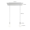 Suspension à 2 descentes avec Rose-One rectangulaire 675 mm – Sans ampoule, Cuivre satiné – photo 6