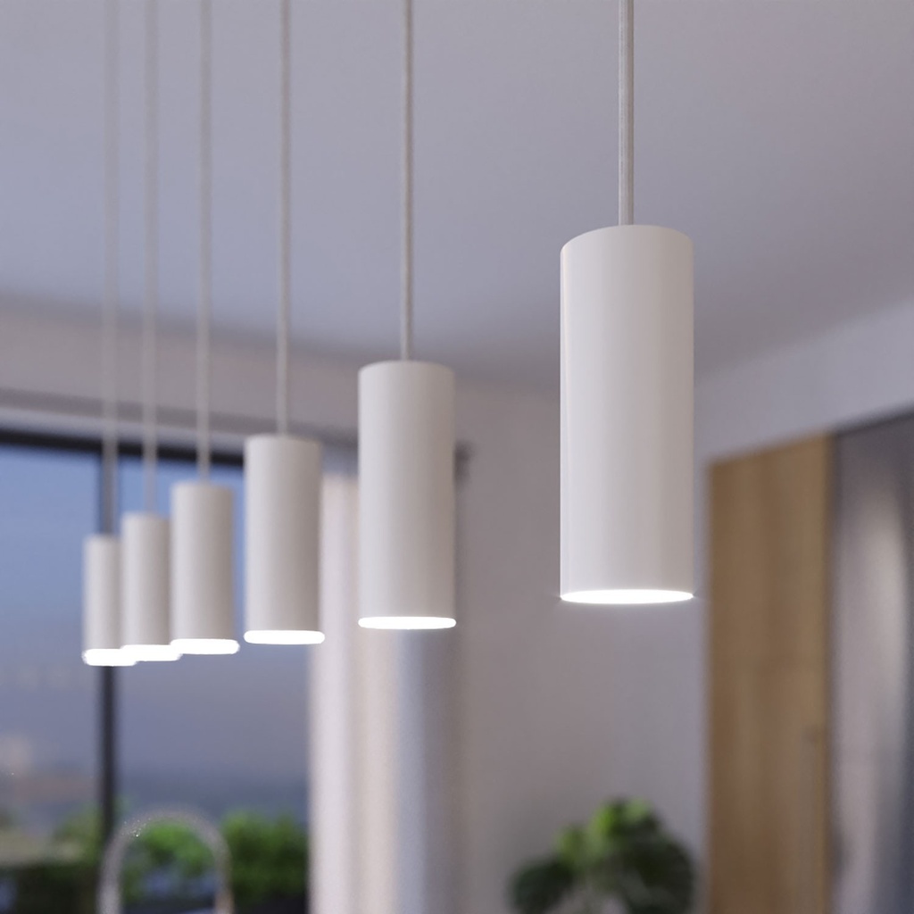 Lampada a sospensione a 3 cadute XXL Rose-One 675 mm con paralume Tub-E14 – Senza lampadina, Bianco opaco – foto 3