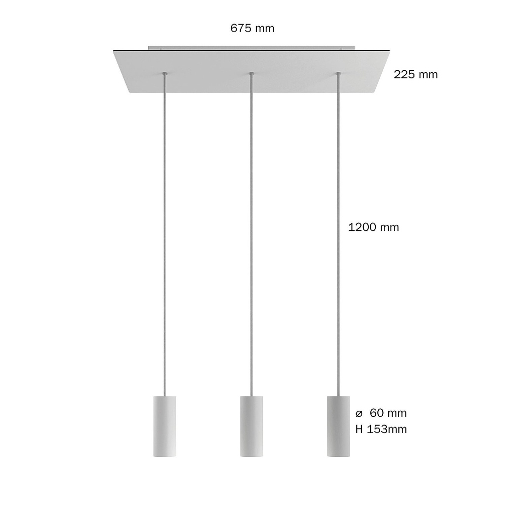 Lampada a sospensione a 3 cadute XXL Rose-One 675 mm con paralume Tub-E14 – Senza lampadina, Bianco opaco – foto 6