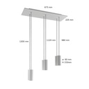 6-flammige Pendelleuchte mit rechteckigem XXL-Rose-One-Baldachin 675 mm und Tub-E14-Metallschirmen – Ohne Leuchtmittel, Mattweiß – Foto 6