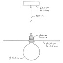 Pendant lamp with textile cable, Ellepi lampshade and metal details – Standard, Without bulb, White – photo 5