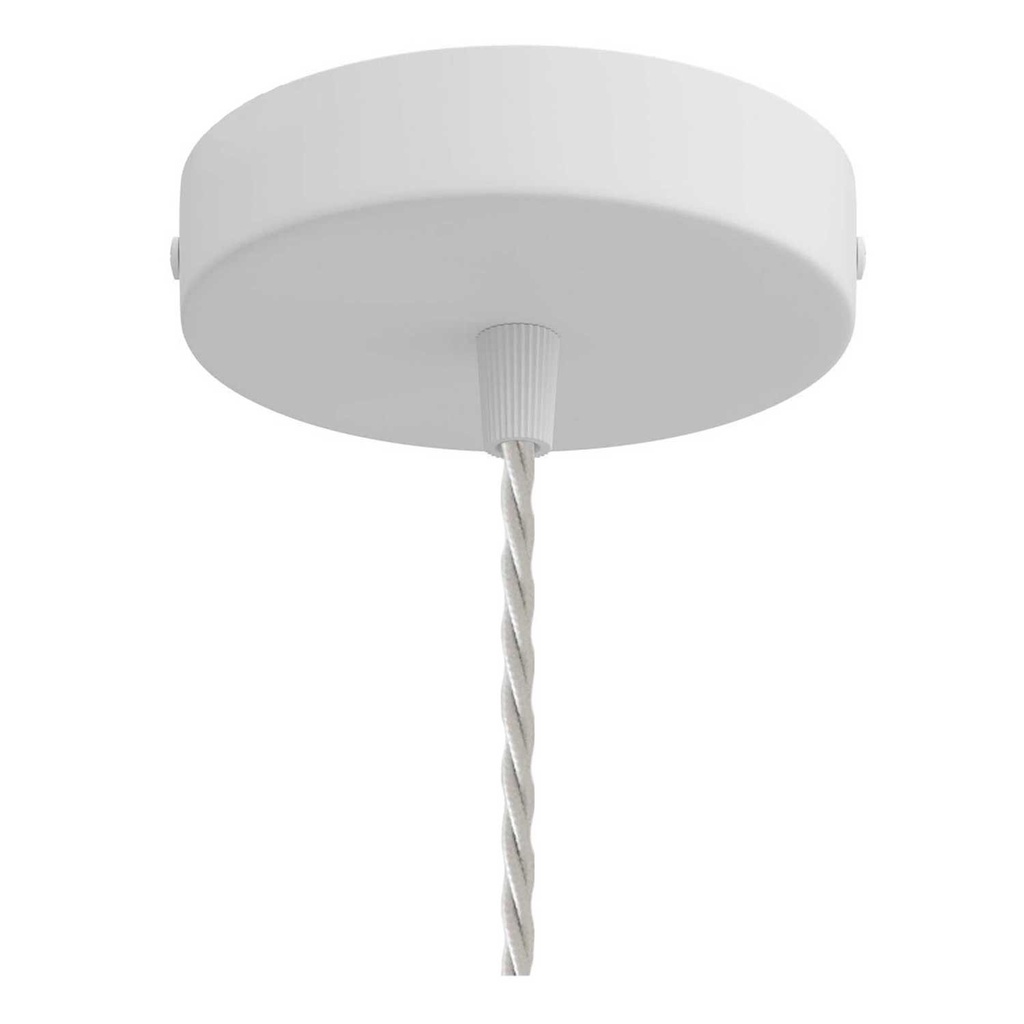Lampada a sospensione con cavo tessile paralume gabbia Drop e dettagli in metallo – Senza lampadina, Bianco – foto 2