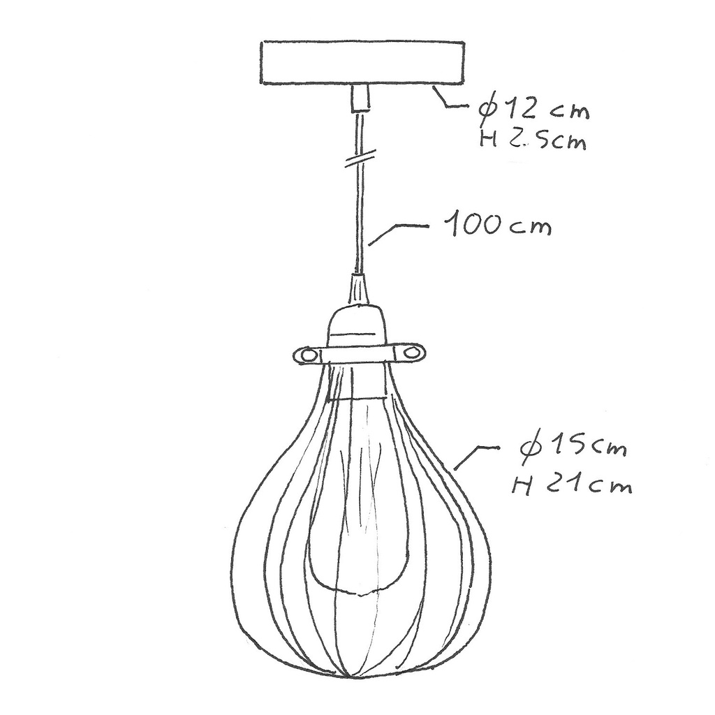 Lampada a sospensione con cavo tessile paralume gabbia Drop e dettagli in metallo – Senza lampadina, Bianco – foto 7