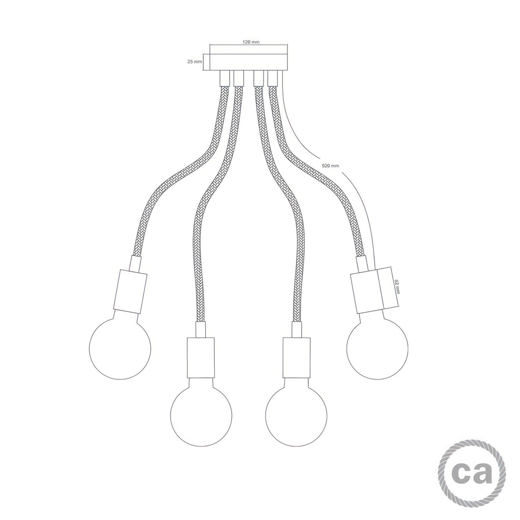Plafoniera flessibile Flex 90 per lampadina G95 – Senza lampadina, Nero – foto 5