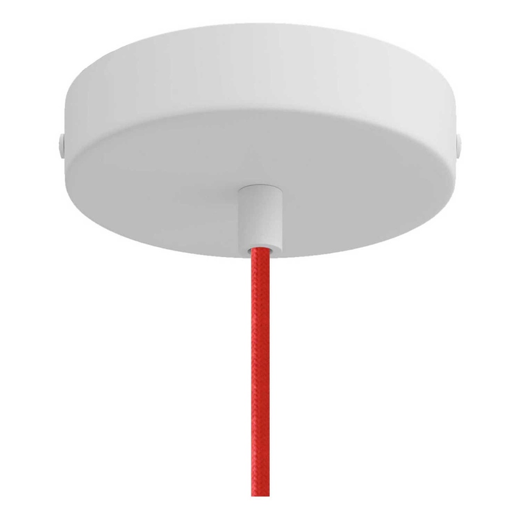 Lampada a sospensione con cavo tessile e paralume Campana XL in ceramica – No, Senza lampadina, Bianco lucido – foto 2