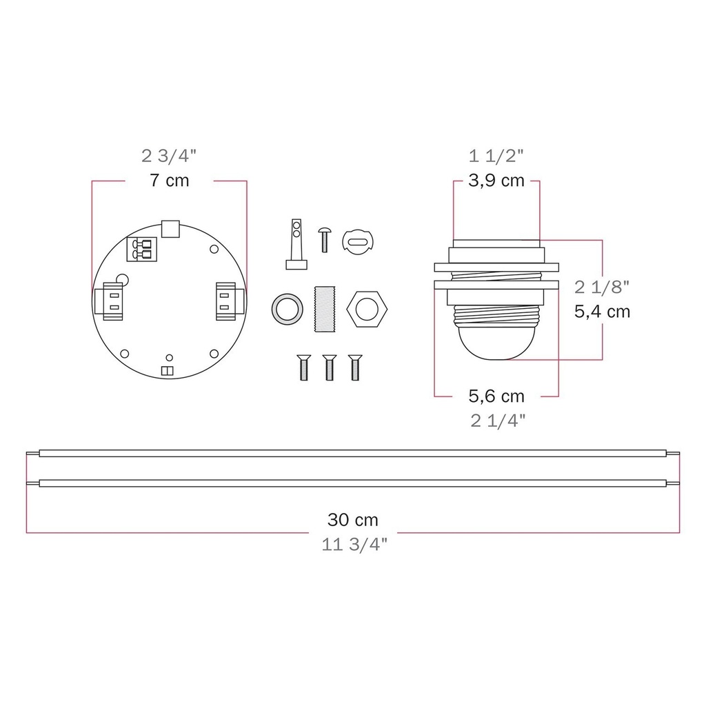 Electronic kit for 5V USB-C battery lamps with threaded E27 lamp holder – White – photo 7