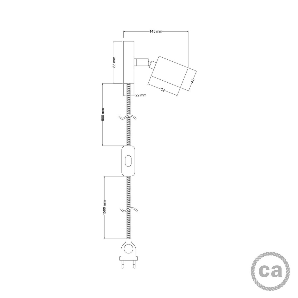 Applique e plafoniera Spostaluce snodo orientabile in metallo – Senza lampadina, Bianco, EU – foto 4