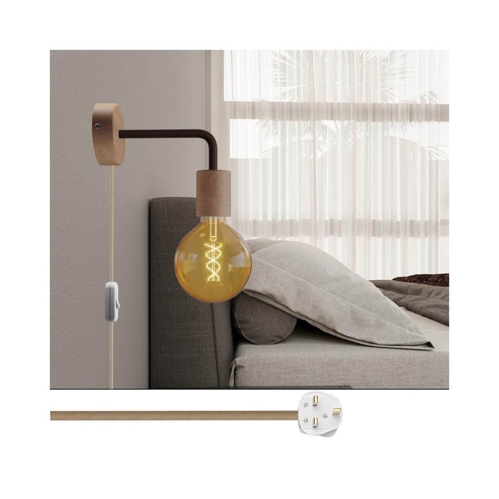 Lampada Spostaluce in legno con estensione curva 1