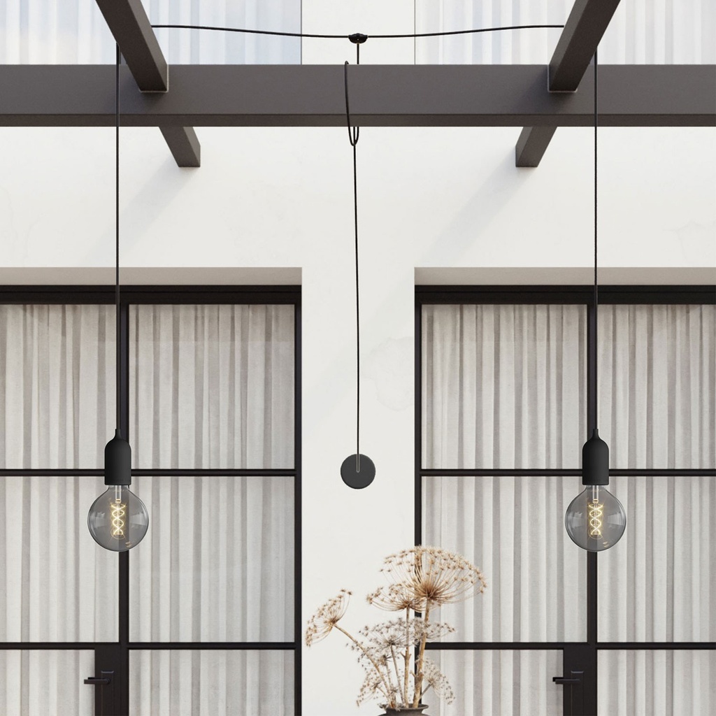 Suspension d'extérieur IP65 T-Snake Modulair à 2 lumières – Sans ampoule, Noir – photo 3