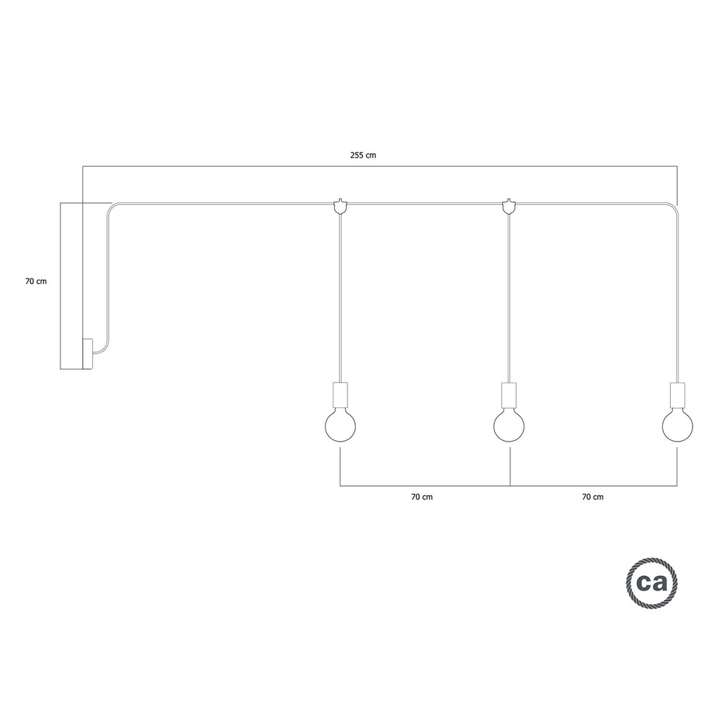 Suspension d'extérieur IP65 E-Snake Modulair à 3 lumières avec rosace – Sans ampoule, Blanc – photo 5