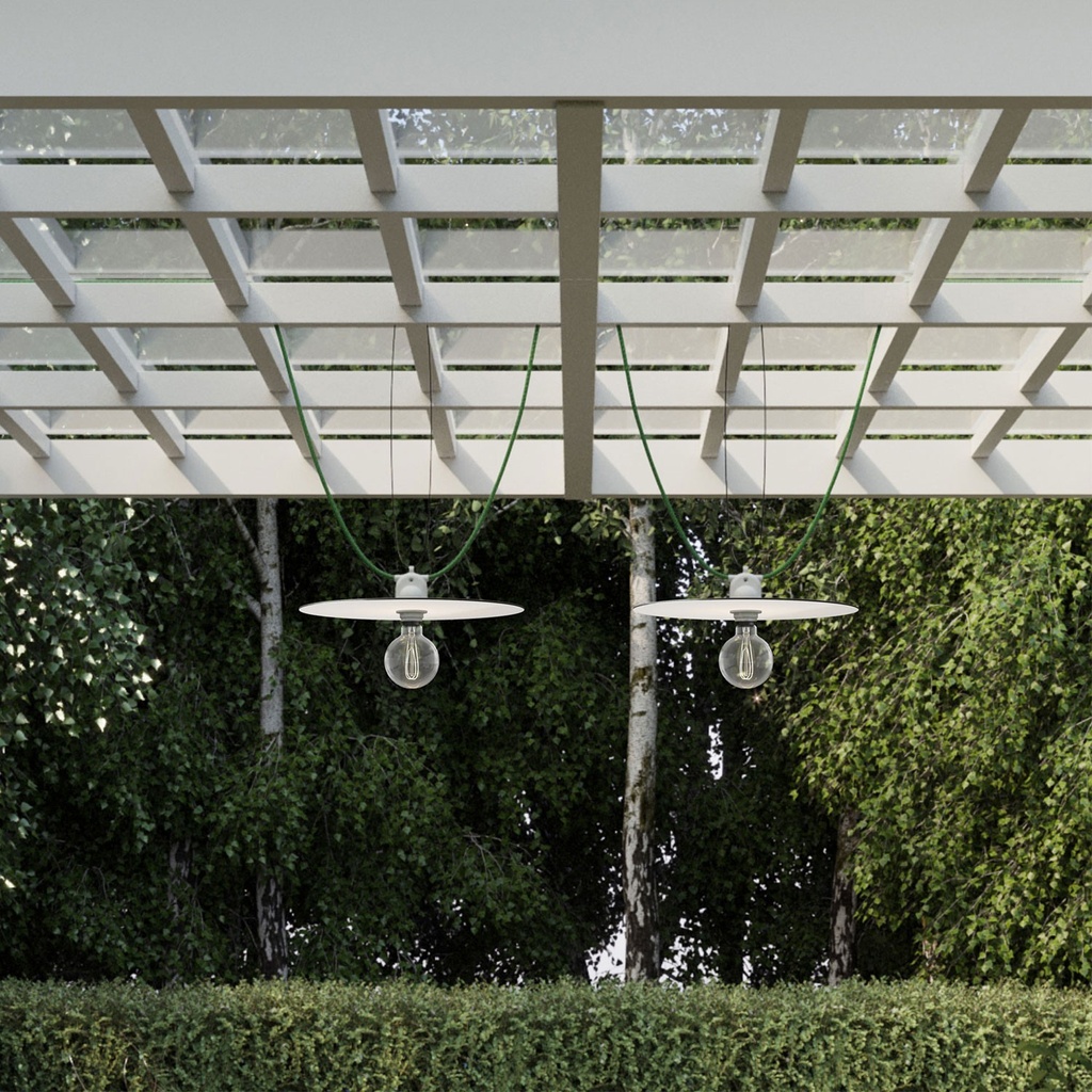 Catenaria da esterno 2 paralumi e rosone Modulair – Senza lampadina, Bianco – foto 3