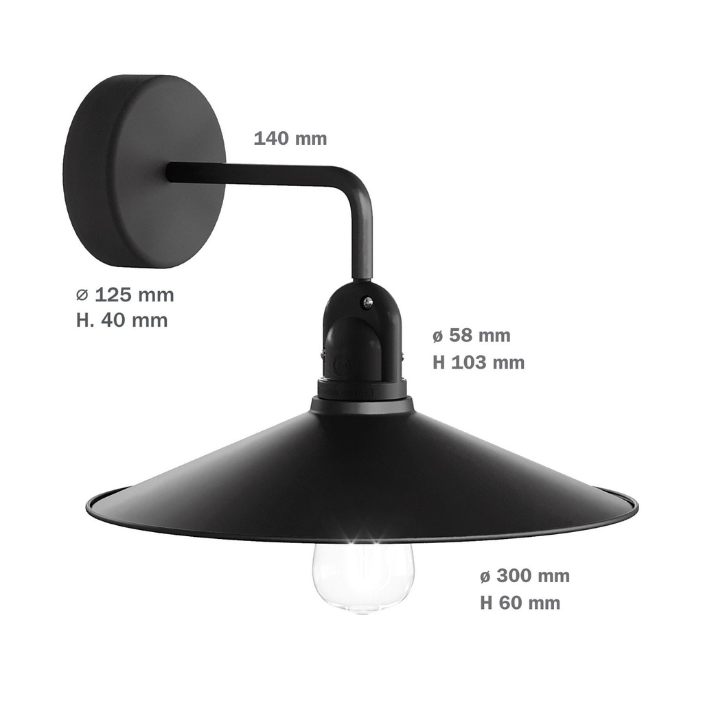 Wall light Fermaluce Modulair with L-shaped extension, Swing lampshade and IP65 lamp holder – Without bulb, Black – photo 5