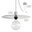 Sospensione Modulair ELEGANT IP65 con 5 m cavo tessile e paralume Ellepì – Senza lampadina, Bianco – foto 7