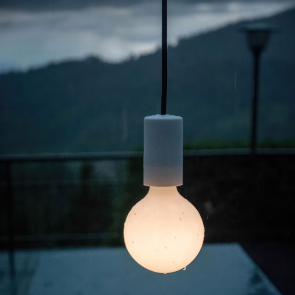 MODULAIR ELEGANT Außen-Hängeleuchte 1,5 m mit Kabel, Baldachin und Fassung aus Silikon IP65 – Ohne Leuchtmittel, Weiß – Foto 4