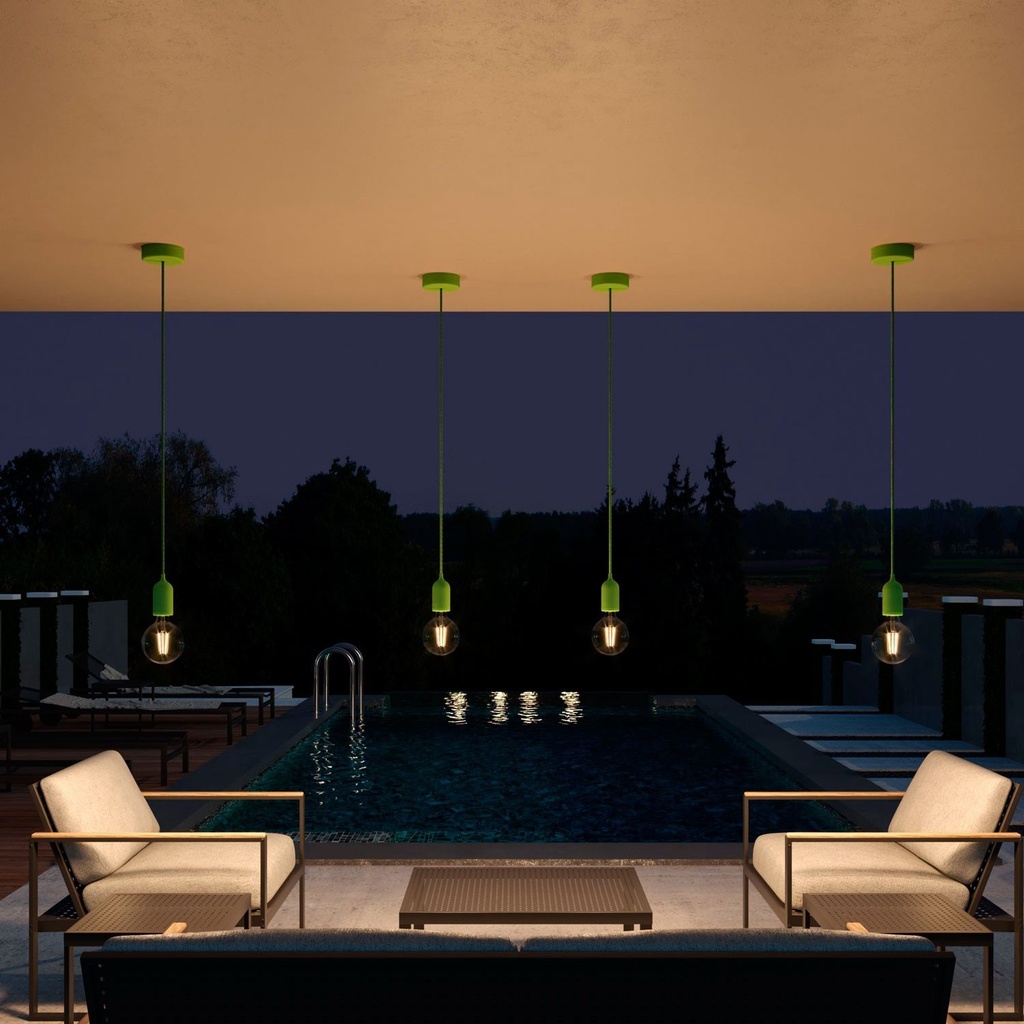 Modulair PASTEL Lampada a sospensione per esterni con cavo 1,5 mt e componenti in silicone IP65 – Senza lampadina, Verde prato – foto 3