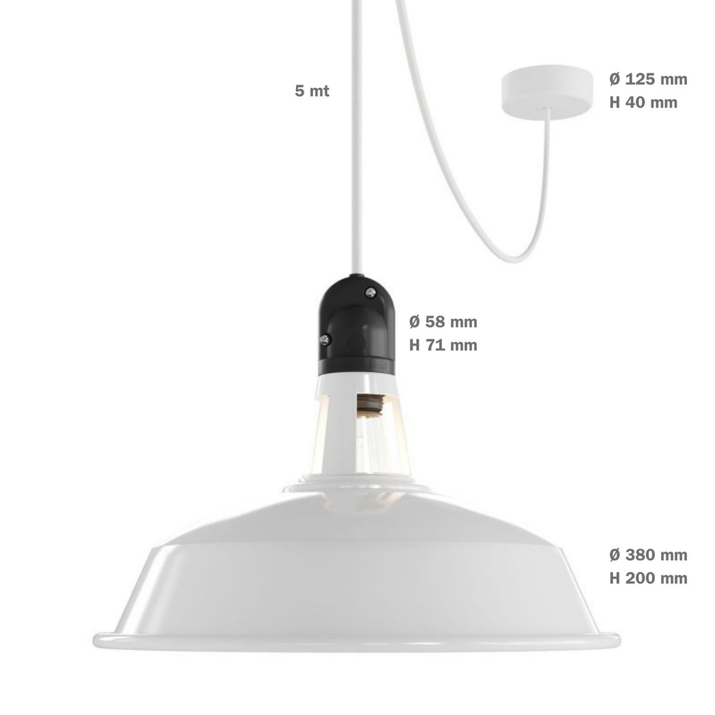 MODULAIR ELEGANT Suspension d'extérieur avec abat-jour et 5 mt câble – Sans ampoule, Blanc – photo 6