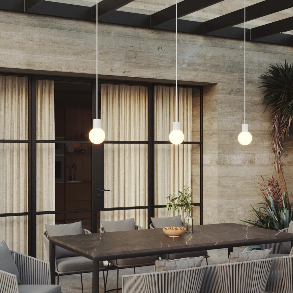 Lampada a sospensione da esterno Modulair IP65 a 3 cadute – Senza lampadina, Bianco – foto 2