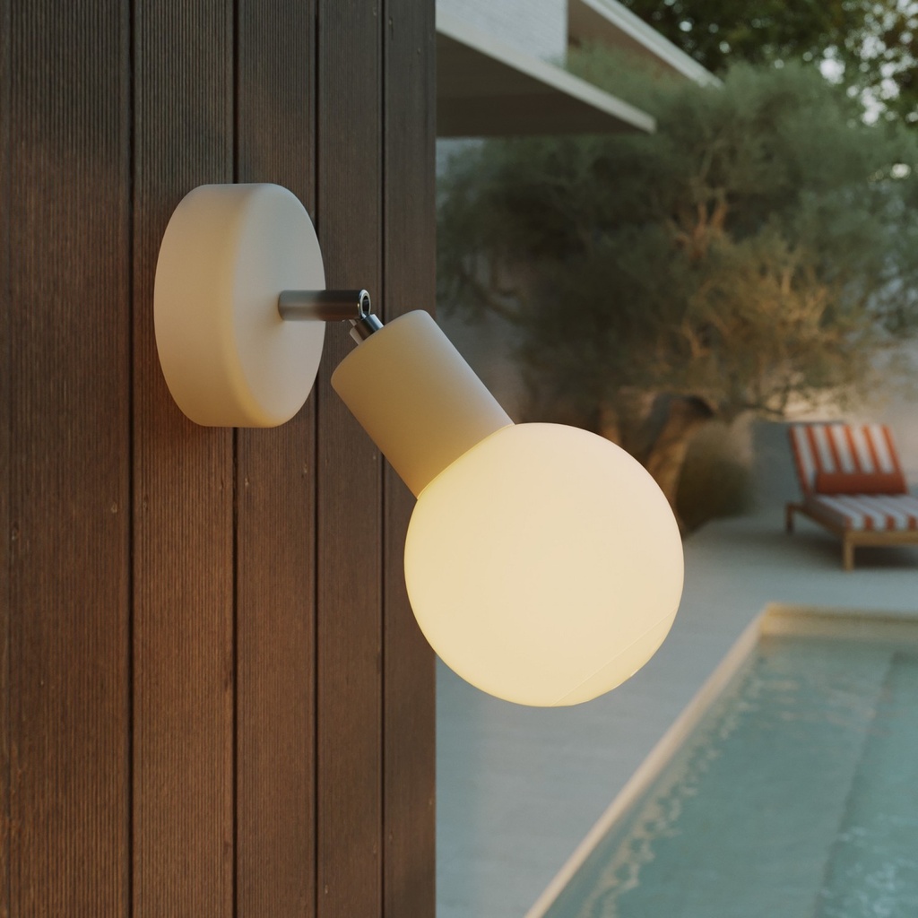 Applique d'extérieur Modulair IP65 avec articulation et abat-jour sphérique – Sans ampoule, Blanc – photo 3