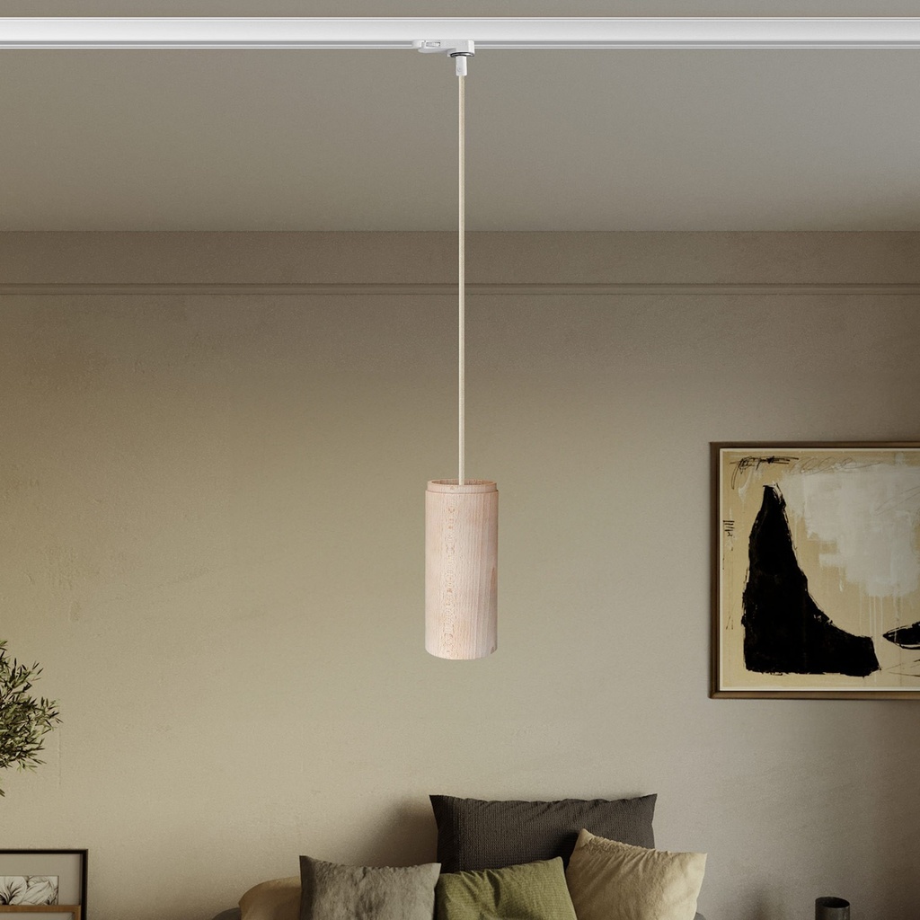Lampada a sospensione per binari con cavo tessile e Tub-E27 1