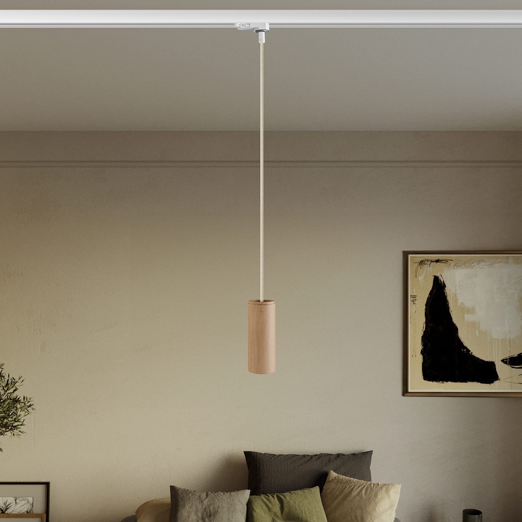 Lampada a sospensione per binari con cavo tessile e Tub-E14 1