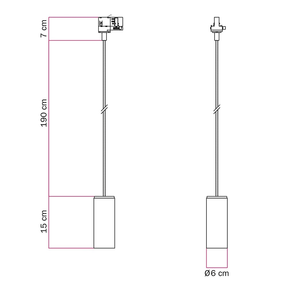 Track pendant lamp with textile cable and Tub-E14 – Without bulb, Powergear – photo 6