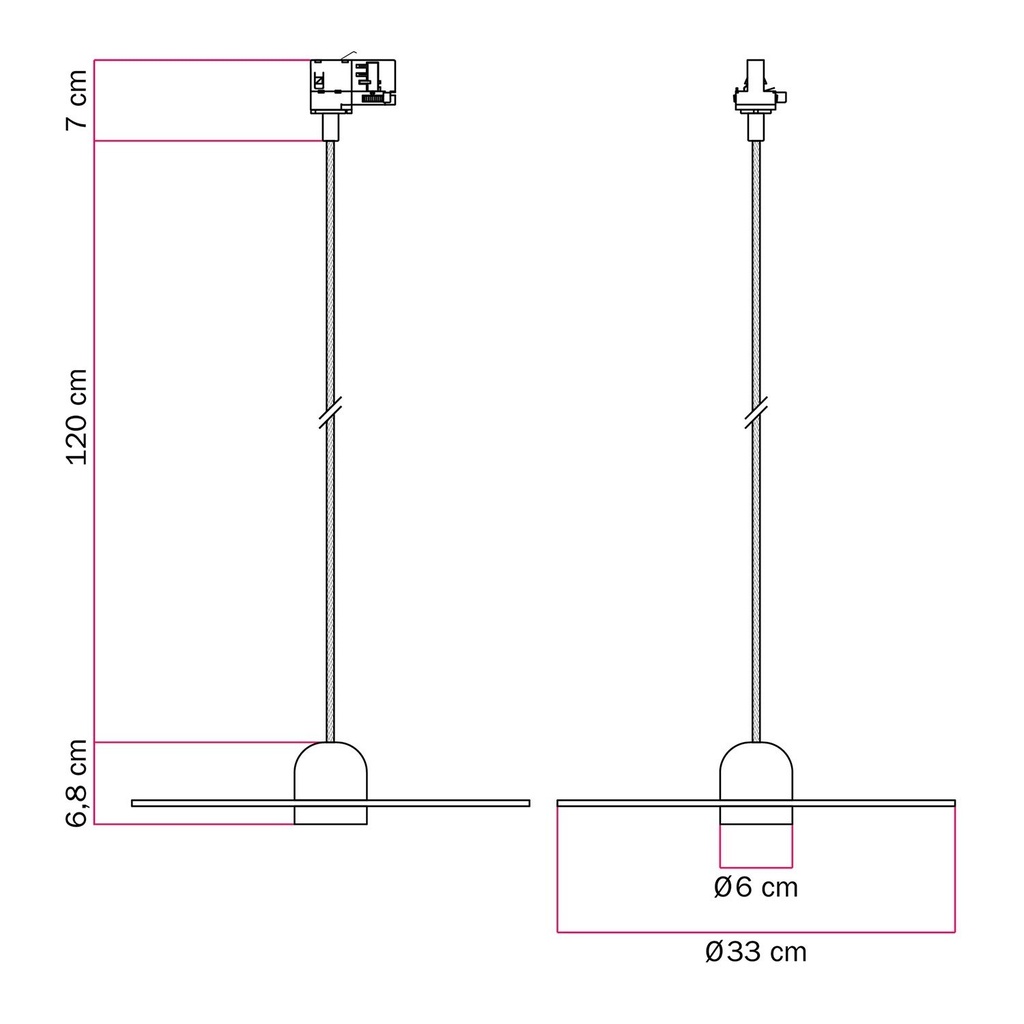 Lampada a sospensione a binario in legno con cavo tessile e paralume UFO – Senza lampadina, Powergear – foto 6