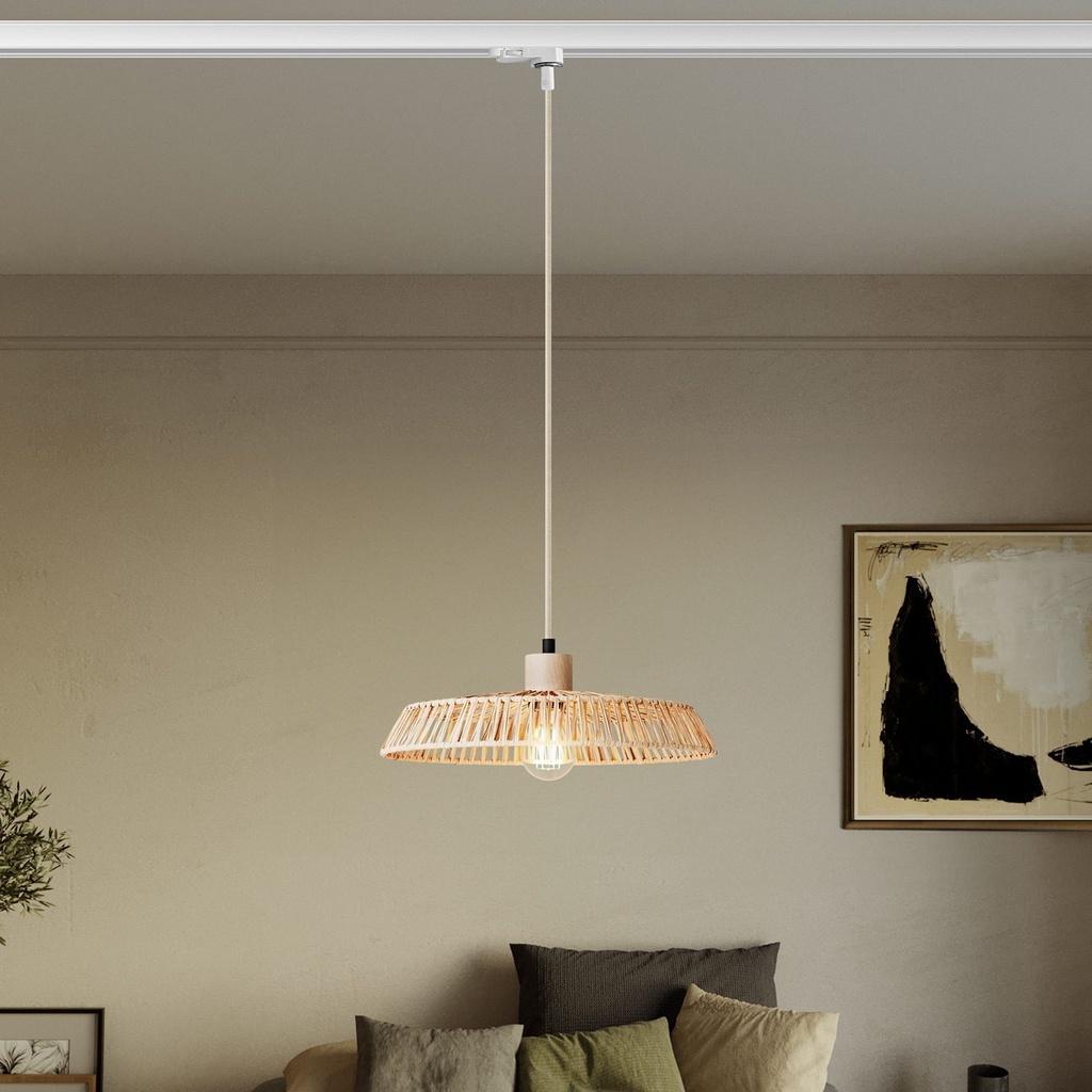 Lampe sur rail avec abat-jour en raphia Moorea – Sans ampoule, Powergear – photo 2