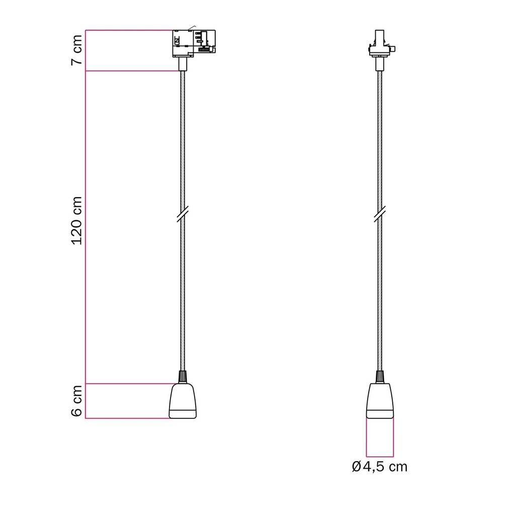 Suspension pour rails avec finition en porcelaine – Sans ampoule, Blanc, Powergear – photo 6