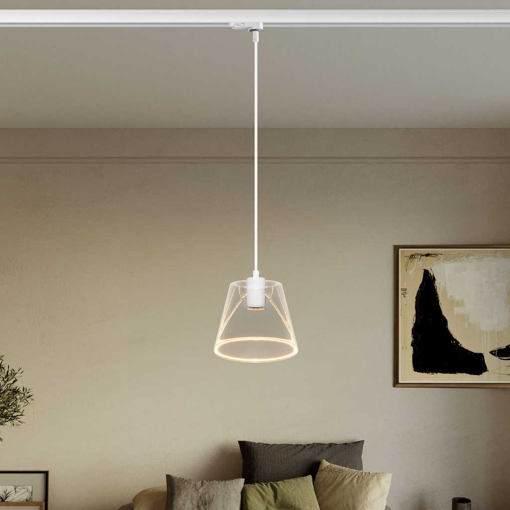Lampada a sospensione per binari con lampadina Ghost a cono  1
