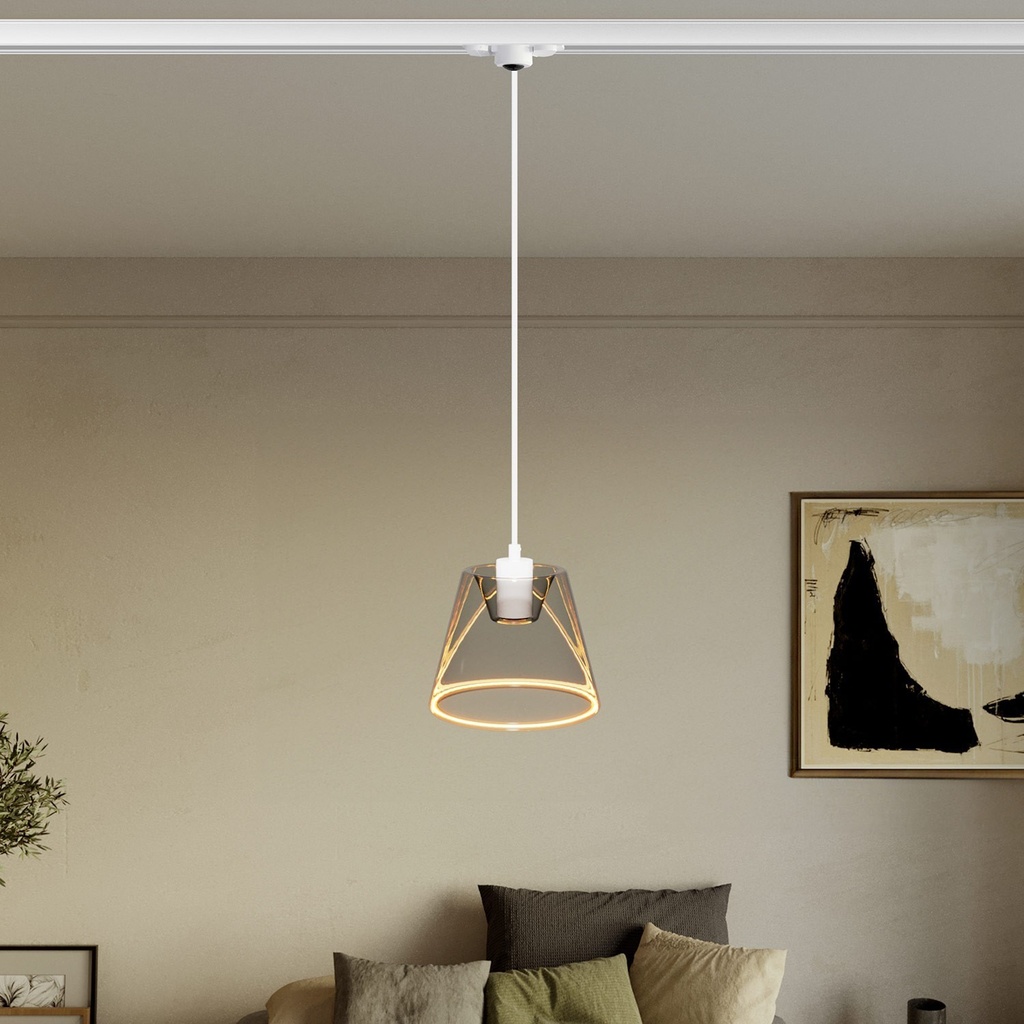 Pendelleuchte für Schienensystem mit Cone Ghost-Lampe smoky – Weiß, Powergear – Foto 2