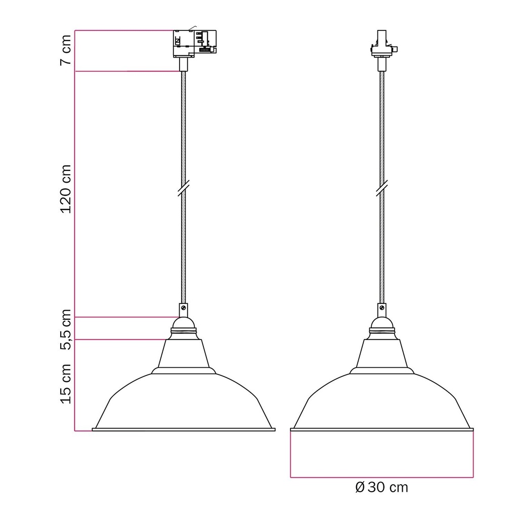 Suspension pour rails avec abat-jour Bistrot – Sans ampoule, Blanc, Powergear – photo 6