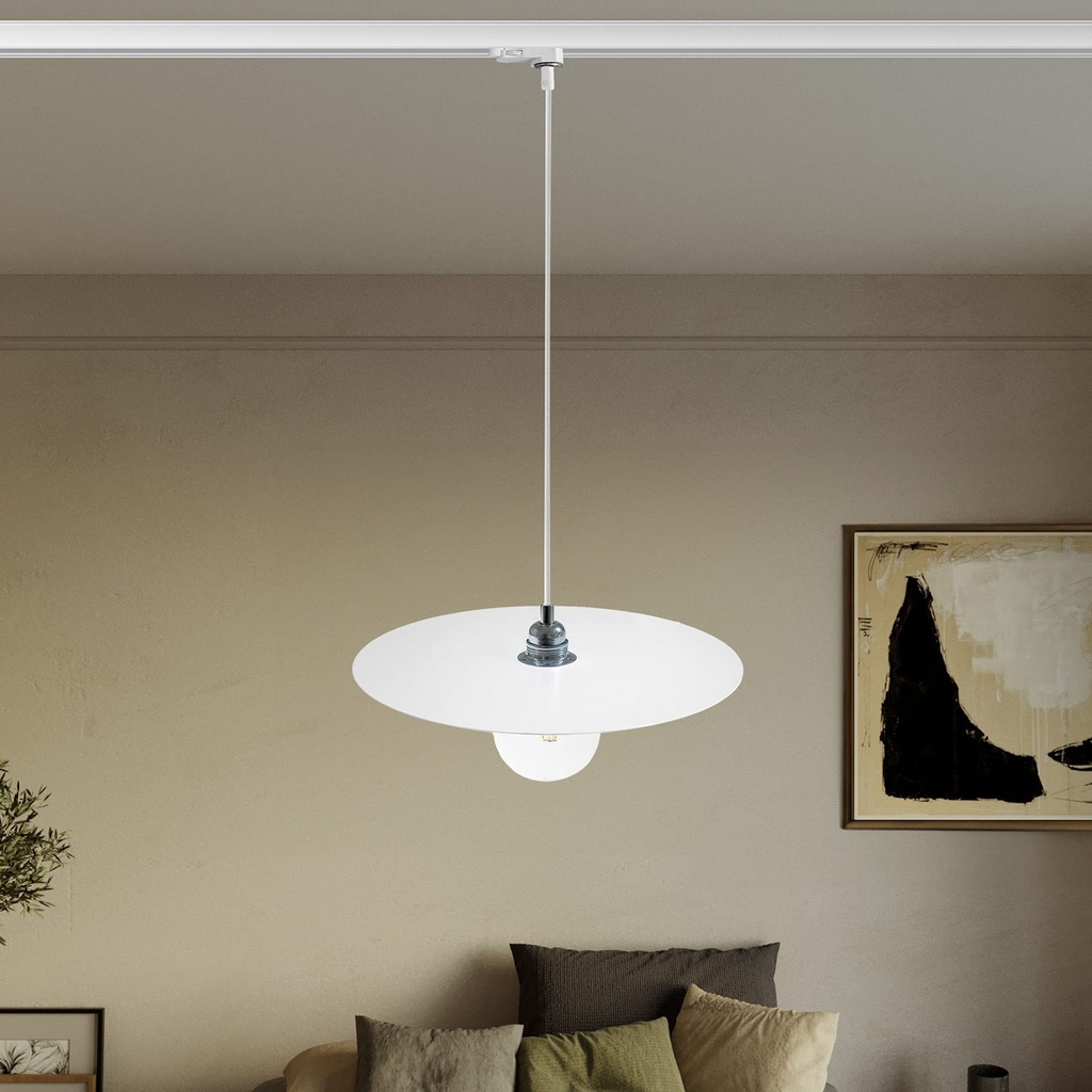 Track pendant lamp with XL Ellepi lampshade – Without bulb, White, Powergear – photo 2